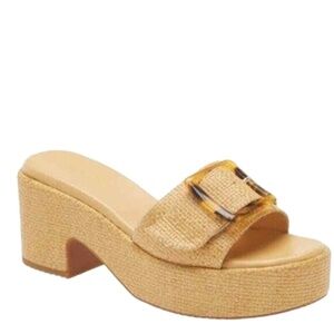 Nordstrom Women Wedge Sandal Block Heel Courtney Buckle 70s Boho Brown 9.5